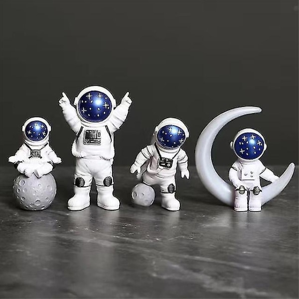 4 stk. Resin Astronaut Figur Statuette Figurin Rummandsmand Skulptur Undervisning Legetøj Skrivebord Hjem Dekoration Astronaut Model Børnegave S