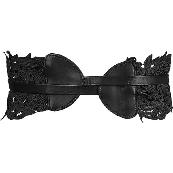 Damspets brett midjeband med omlottrosett black