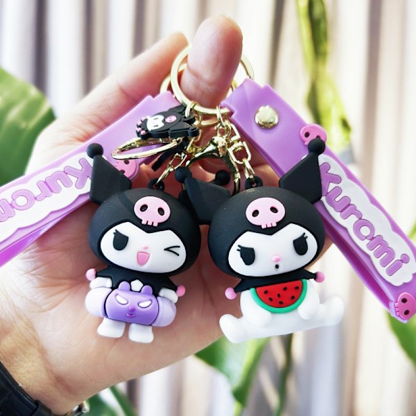 Sanrio Kuromi e Cartoon Doll Pendant Car Key Ring Skoleveske Deco A5 A3