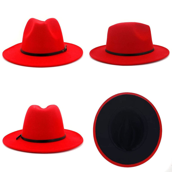 Eurooppalainen ja amerikkalainen muoti Punaisen ja mustan värin mukainen hattu Naisten litteäreunainen jazzhattu