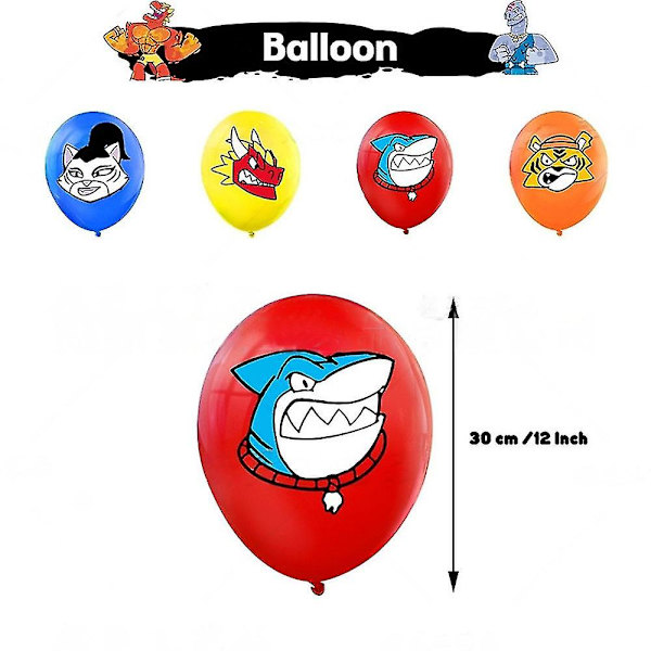 Goo Jit Zu Heroes Tema Födelsedagsfest Dekoration Kit Inkl. Banner Tårta Cupcake Topper Ballonger Set