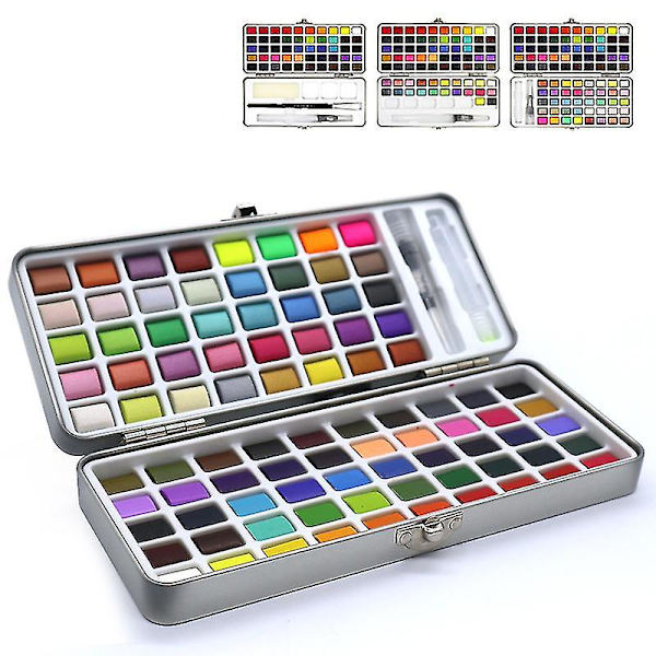50/72/90 farver Solid Akvarel Maling Sæt Bærbar Metalæske Akvarel Pigment
