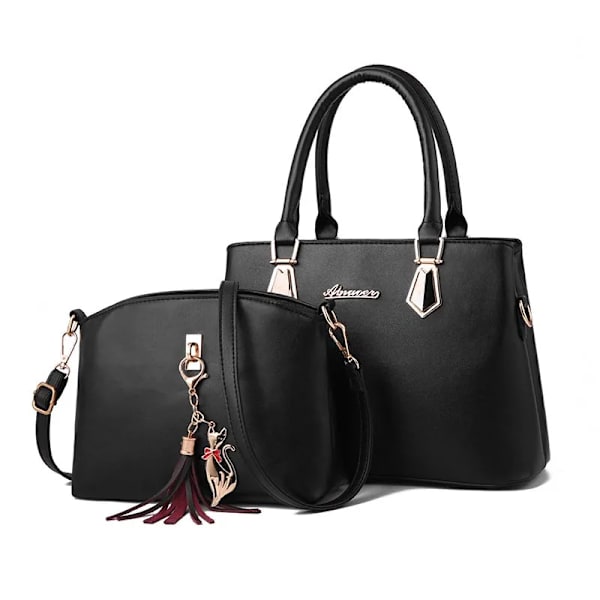 Naisten suunnittelijan olkalaukut, rennot kassi- ja crossbody-laukut, muodikkaat ja ylelliset, 2 kappaletta setissä black