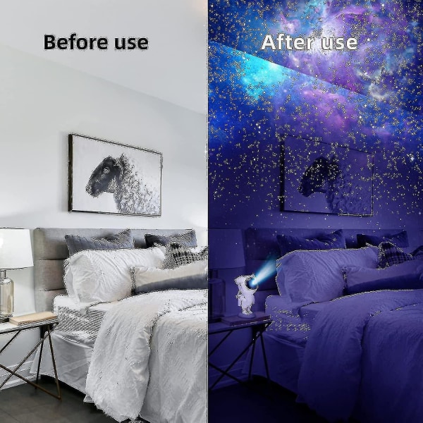 Galaxy Star Astro Alan Light Projector Tiktok Astronaut Nebula Night Lights Taklys Fjernkontroll Timing og 360 rotasjon Magneti