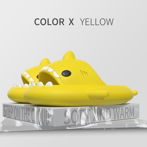 Tecknade hajtofflor, halkfria tjocksulade strandtofflor, snabbtorkande roliga pooltofflor yellow 40/41