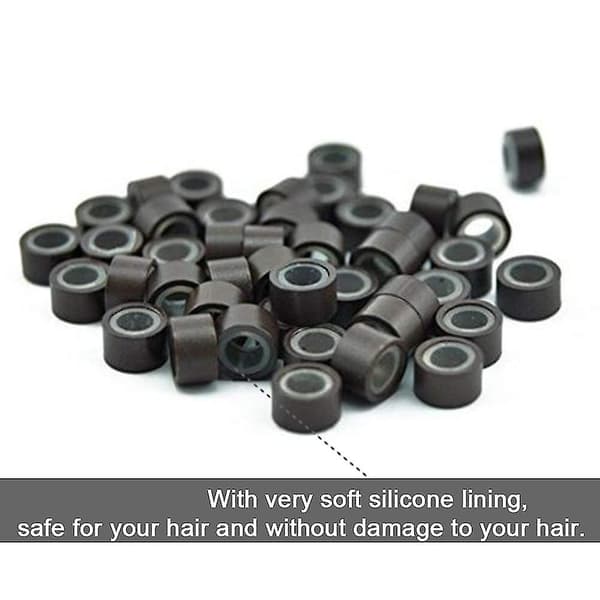 2500 stk. Mikro-ring-extensions, 5 mm silikonfôrede perler til menneskehår-extensions