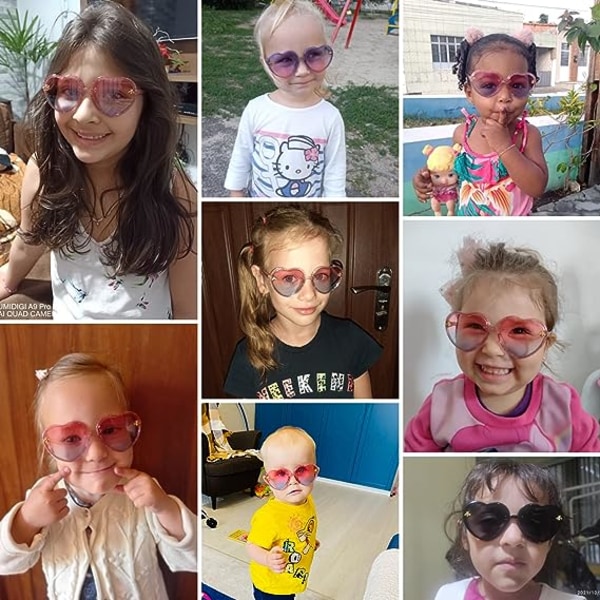 Hjerteformede solbriller for barn for små jenter 3-10 år Søt mote UV400-beskyttelse