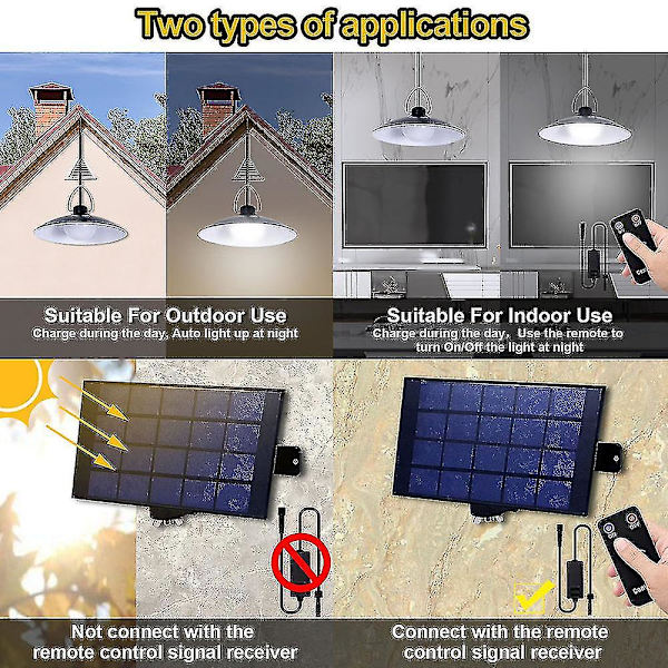 Solcelle Hengelampe Utendørs Vanntett Led Lampe Med Fjernkontroll - Størrelse, Farge 1 Solcellepanel Med 3 Lampe Kald Hvit