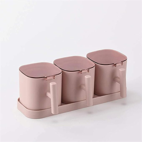 Glas krydderiglas krydderier boks peber krydderi shaker salt krydderi arrangør køkken karaffel krydderi flaske krukker beholder med skeer (Farve: D)