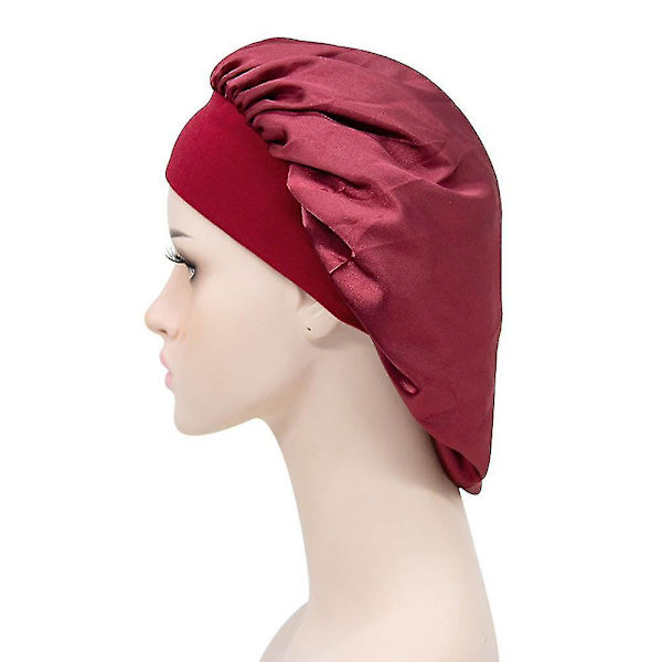 Mode Duschmössa Elastisk Satin Bonnet Sovhatt Kvinnor Siden Nattmössa Bred