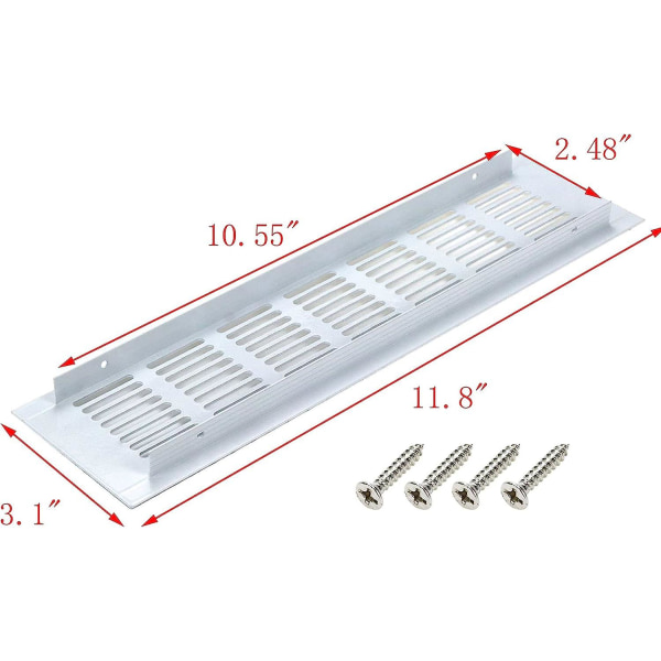 12 x 3 tum / 300 x 80 mm Rektangulär Luftventil i Nät för Skåp, Skohylla, Hårdvara, Tillbehör, Ventilationslock, med Montering