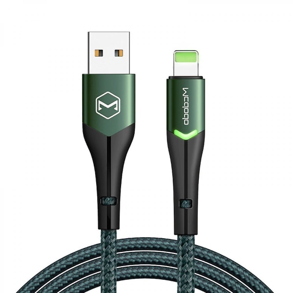 USB till Lightning iPhone Data- och Laddningskabel, Stöder Snabbladdning & Datasynkronisering (grön, 1,2 m), Nylonflätad, USB-A, Kompatibel med iPhone 13/13