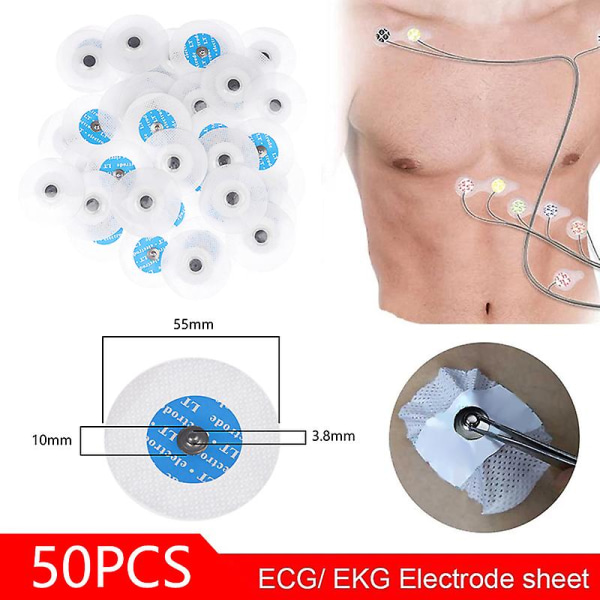 50 stk EKG-elektroder Medicinsk engangselektrodeplaster Ecg-elektrodepuder