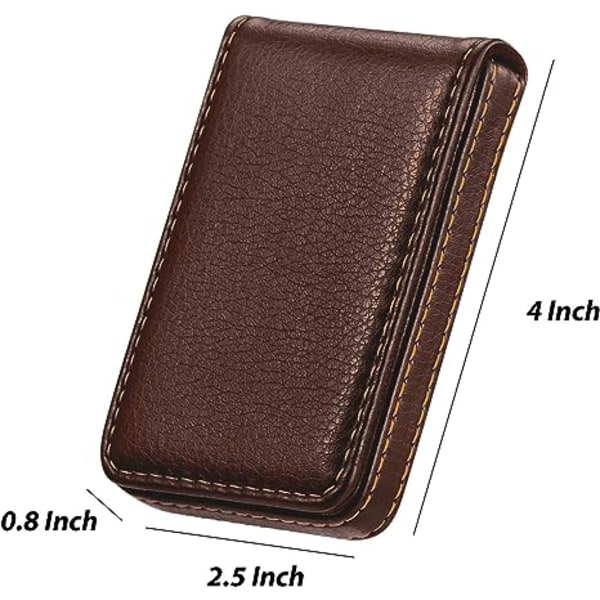 2 Pieces Business Card Holder, Business Card Wallet PU Leather Business Card Case Pocket Business Name Card Holder with Magnetic Shut Credit Card ID C