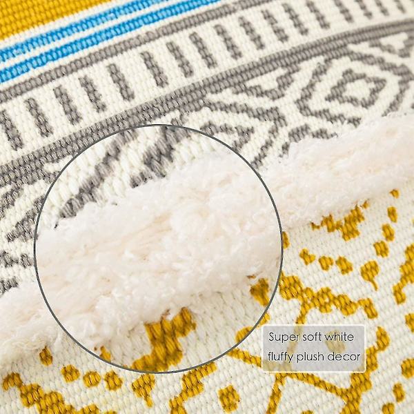 Marokko Tufted Boho Putetrekk - Kvadrat Bomull Pynteputer Dekorativ Putetrekk med Dusker