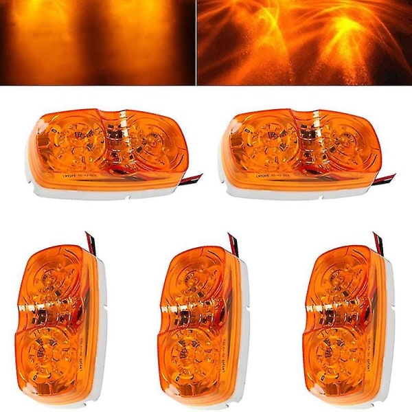 5x Amber Led Camper Eksteriørlys Rv Tilhenger Markørlys Dobbel Bullseye Side Fenderlys 10