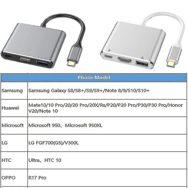 3 i 1 typ C till 4k HDMI / USB Type-c / USB 3.0 Port Adapter Digital Converter
