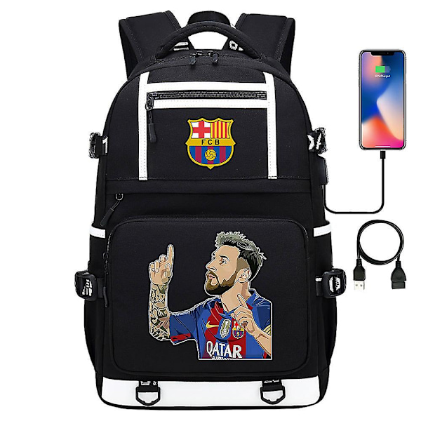 Messi Barcelona trykt rygsæk rejsetaske studerende skole taske vandtæt computer taske33