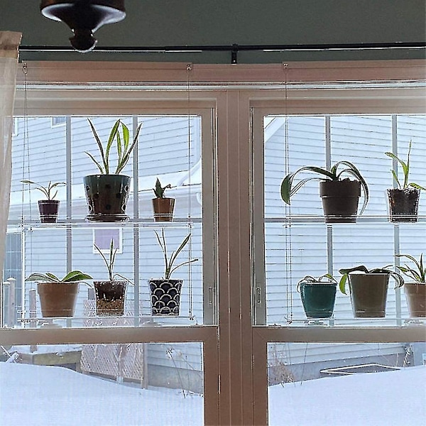 Premium transparenta akrylfönsterhyllor 2/3 lager genomskinlig hängande flytande vägg hylla blomkruka stativ planteringsställ inomhus utomhus dekoration