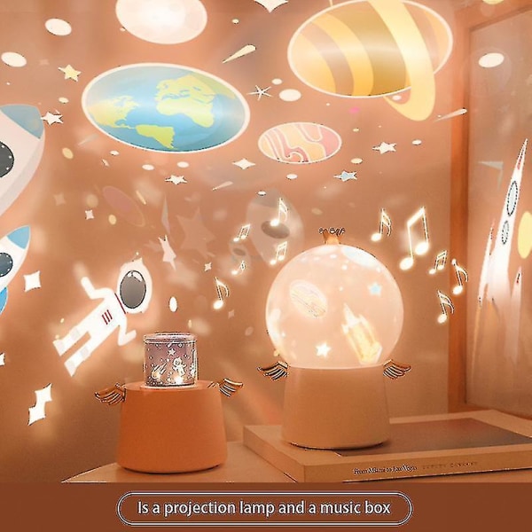 Skyddande ängelprojektionslampa LED multifunktionell fantasy stjärnhimmel roterande musik nattlampa kreativ barnfödelsedag
