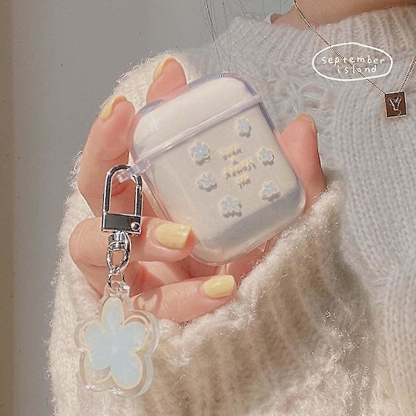 Airpods 2 og 1 deksel søte blomster glatt myk Tpu støtsikker