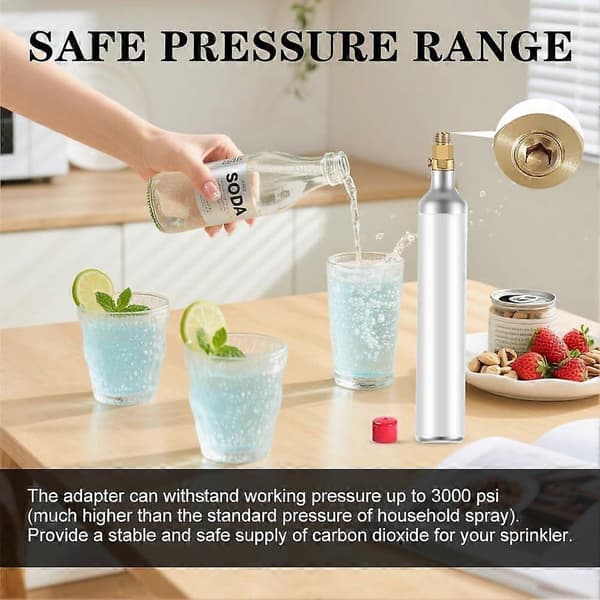 CO2-adapter for Sodastream TR21-4 til TR21-3, passer til Quooker Cube-tank, messinggjengeadapter - kompatibel med Quooker CO2-flaske