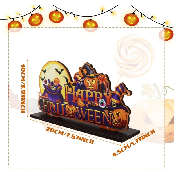 Happy Halloween borddekorasjoner, gresskar borddekorasjoner, halloween tre midtpunktskilt, heksehatt Goast for Halloween Pa