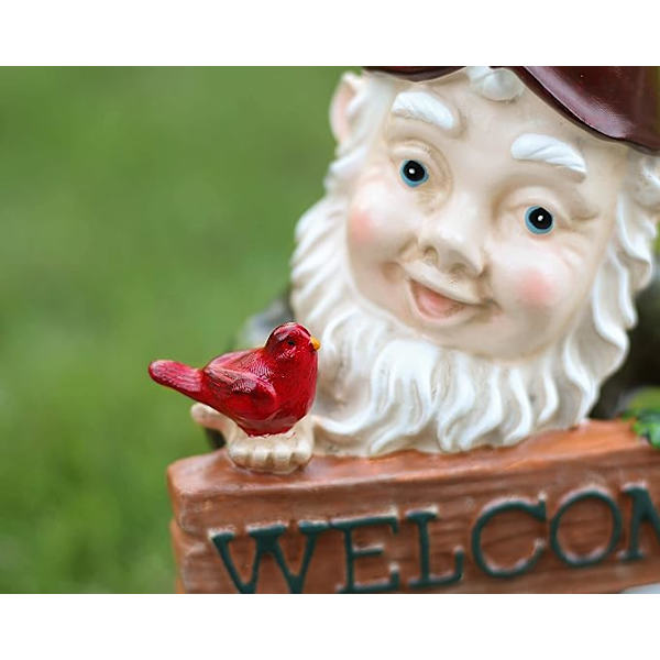 Havefigur til Haven med Fugl, Velkommen Skilt Havefigurer, Sjove Havefigurer Statue til Have
