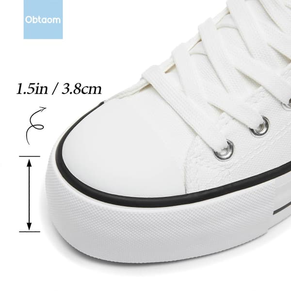 Platform High Top Canvas Sko til kvinder Behagelige Platform Hi Top Canvas Mode Sneakers til kvinder Søde Mid Calf Canvas white EU44