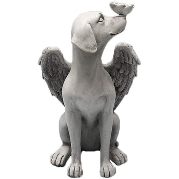 Gravstein for katt og hund, engel, hund engel kjæledyr minnesmerke gravstein hyllest statue, ornament kjæledyr minnesmerke dyrehage statue for utendørs hage skrivebord