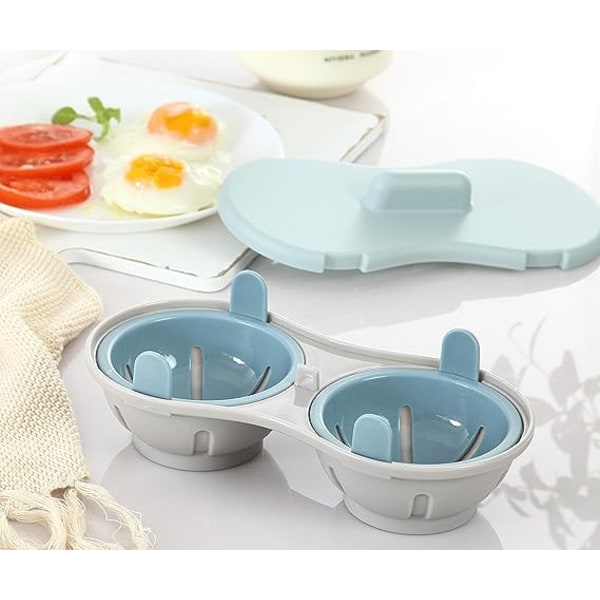 Mikrovågsugnsäggkokare BPA Dubbel Äggkokare Äggkokare Diskmaskinsäker Dubbla Grottor Hög Kapacitet Design Mikrovågsugnskokt Äggkokare