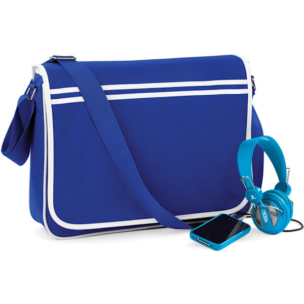 Bagbase Retro Justerbar Messenger Bag (12 Liter) One Size Bla Black/White One Size Bright Royal/White