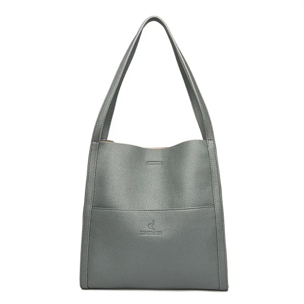 2023 Nye Trend Blødt Læder Dame Skuldertaske Luksus Designer Enkelt Stor Tote Taske Verde 30x31x10