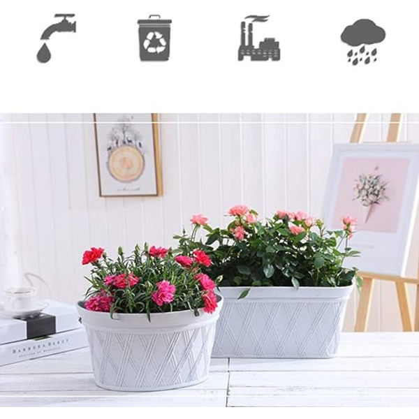 2 stk. vægmonteret plantehegn blomsterpotte hængende halvcirkel blomsterpotter simulation rattan vævet planter potte til altan hjem have