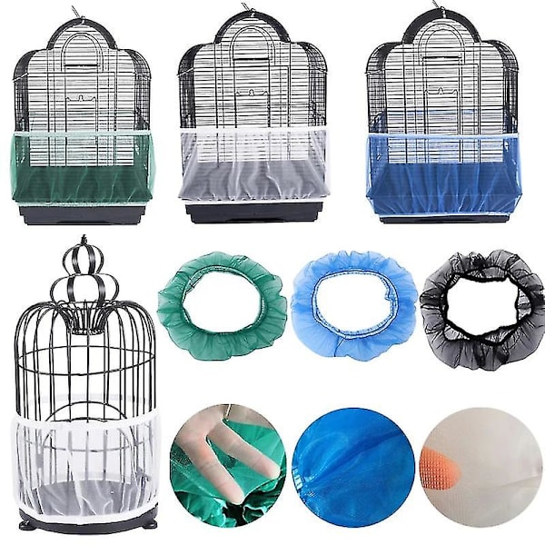 Receptor Seed Guard Nylon Mesh Fågel Papegoja Överdrag Mjuk Lätt Rengöring Nylon Luftig Tyg Mesh Fågelbur Överdrag Seed Catcher Guard