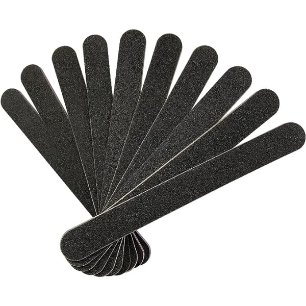 10 stk Professionelle Dobbeltsidede 100/180 Korn Neglefiler Emery Board Sort Manicure Pedicure Værktøj og Neglepoleringsfiler