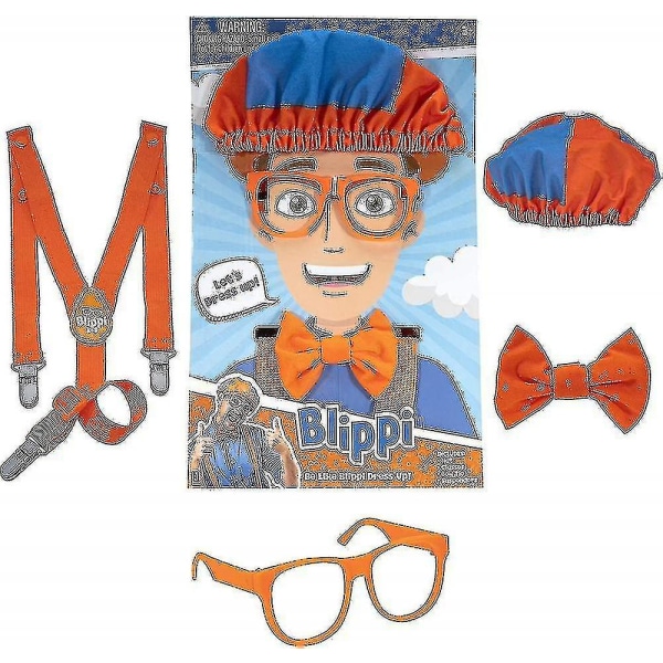 Rollespilstilbehør til kostume, perfekt til påklædning og leg - Inkluderer ikonisk orange sløjfe, seler, hatte og briller