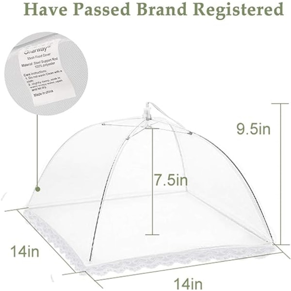 3-pack matskydd 14 tum pop-up krypterat nät tallrik serveringstält, fint nät paraply för utomhusbruk, fester, picknickar, grillfester, återanvändbara och hopfällbara