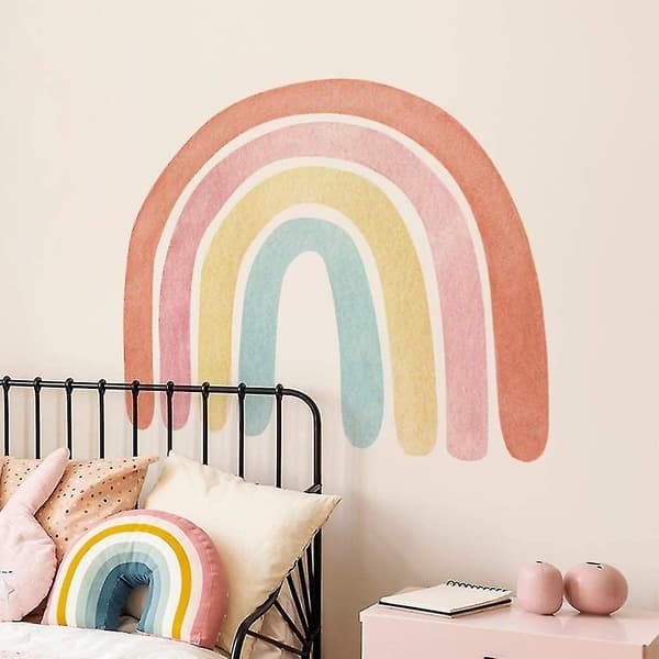 Akvarell Regnbåge Väggdekal, Stor Boho Regnbåge Väggdekal, 71.12 X 57.95cm, För Flickrum Pojke