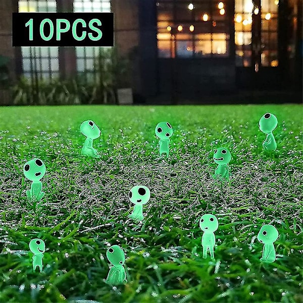10 st utomhus glödande lysande spöke träd älvor mikro landskap figur prydnad miniatyr trädgårdsstaty krukväxt heminredning