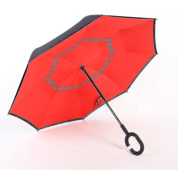 C- Parasol Foldbar Regn Vindtæt Paraply Dobbelt Lag Inverted Reverse--lilje Blomst