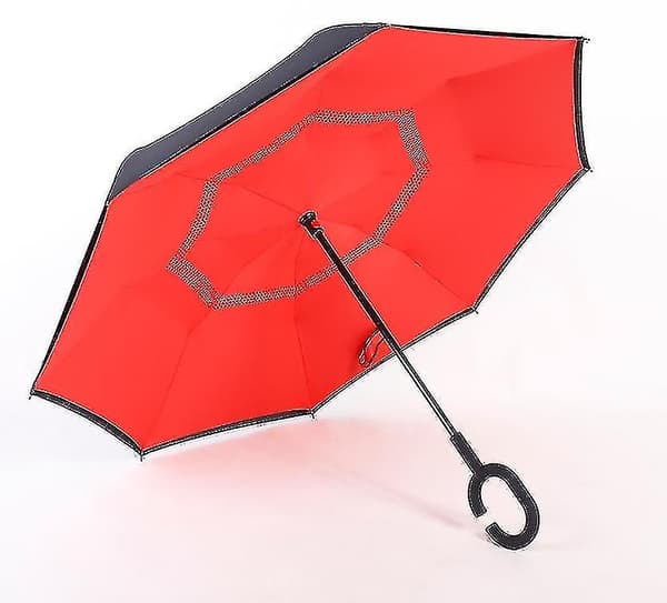 C- Parasol Folding Rain Windproof Umbrella Double Layers Inverted Reverse--lily Flower