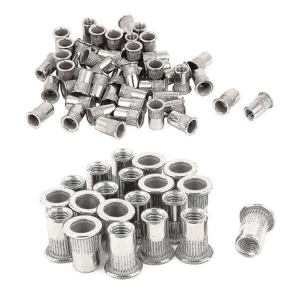 M4x10mm Blindmutter i rustfritt stål med gjenger, 50 stk