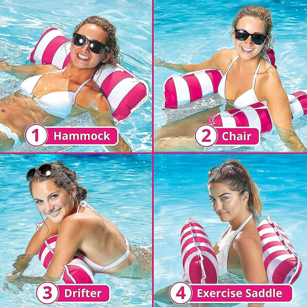 Mesh Pool Madrass, 4 i 1 Flytande Pool Hängmatta, Fällbar Multifunktionell Pool Hängmatta