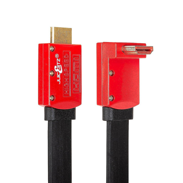 Platt HDMI-kabel [4 m ledning] Raka/vinklade TV-kontakter Ultrahöghastighet 18 gbps V2.0 Stödjer 4k Hdr 60 fps, Uhd 2160p/1080p, Sky