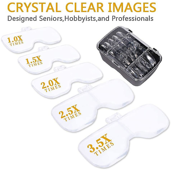 Håndfri Hovedforstørrelsesglas, USB Opladning Hovedforstørrelsesglas Med LED Lys Smykker Håndværk Ur Hobby 5 Linser 1.0x 1.5x 2.0x 2.5x 3.5x (u