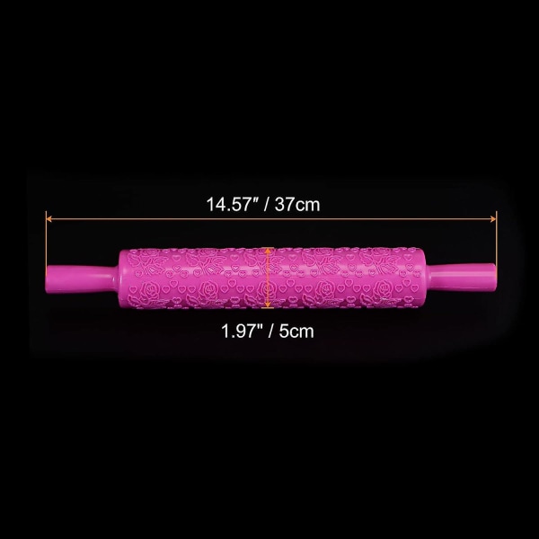 Mønsterembosset kjevle 14,57\" X 1,97\" Rosehjerte 3D-mønster PP-plast Ikke-klebende embosset teksturerte kjevler til baking