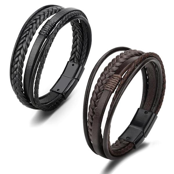 Läderarmband för män, flätad brun rustik present till pappa, fars dag, armband