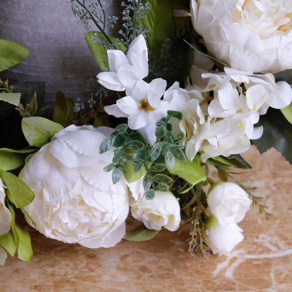 Ny, lämplig krans - Pionblomsterkrans, blomsterkrans, dörrkransar för ytterdörr, 17 tum, vit