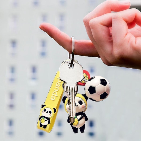 Panda Fruit Nyckelring Nyckelring-panda fotbollshänge Kreativ tecknad nyår